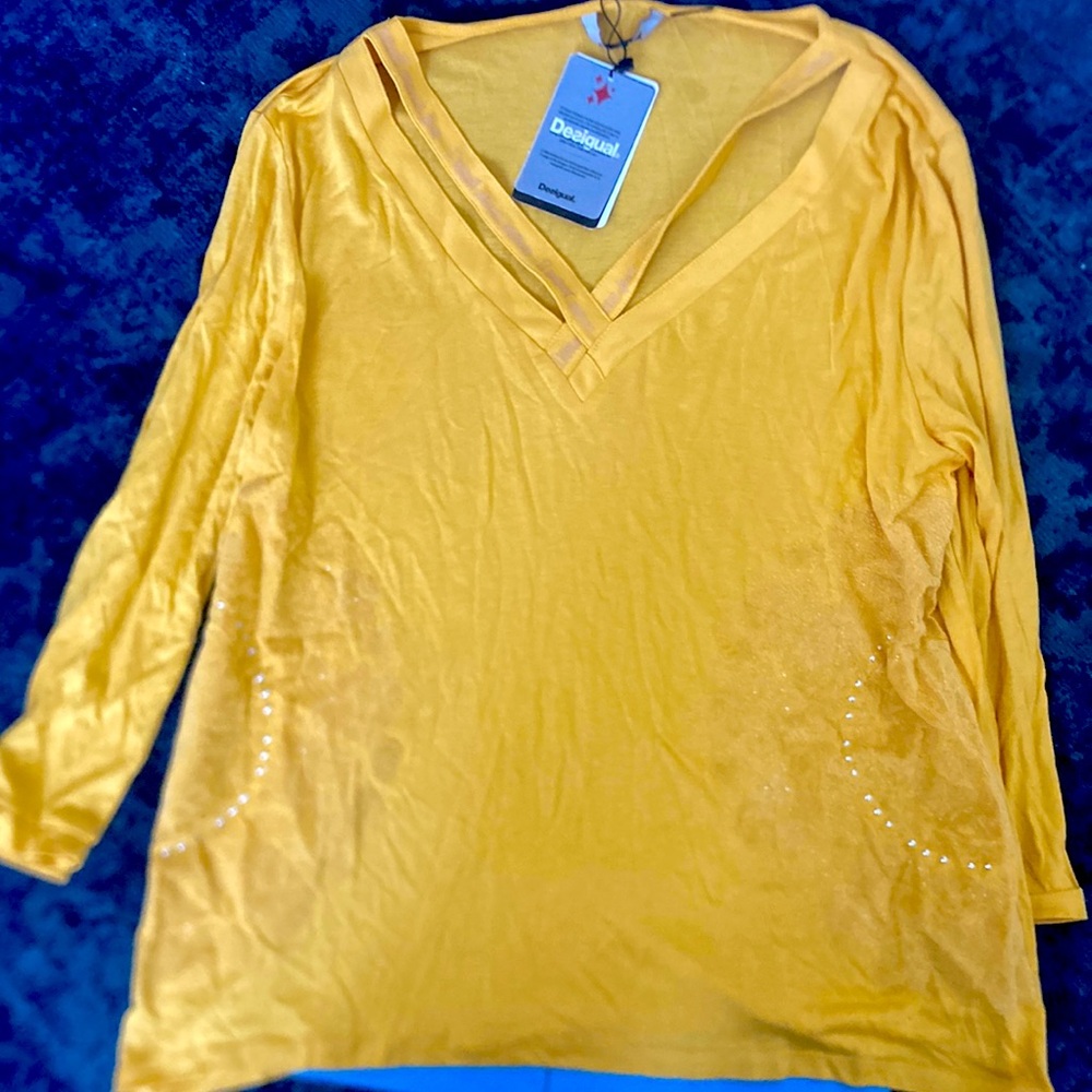 Desigual Women's Yellow Top TS Lauren